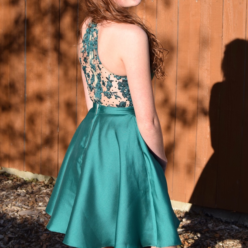 Dear Moon emerald green short homecoming dress